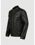 Black Leather Jacket with 4 Pockets