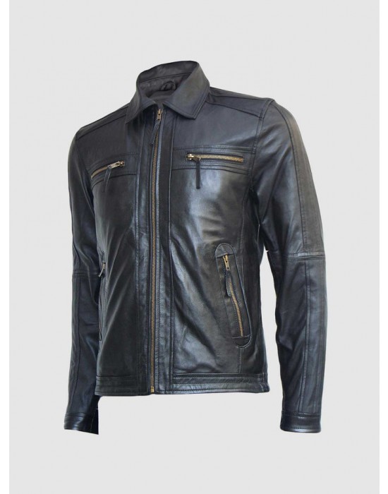 Black Zipper Leather Jacket