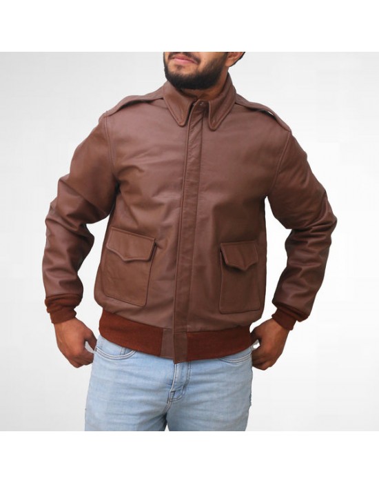 Bomber Brown Leather Jacket