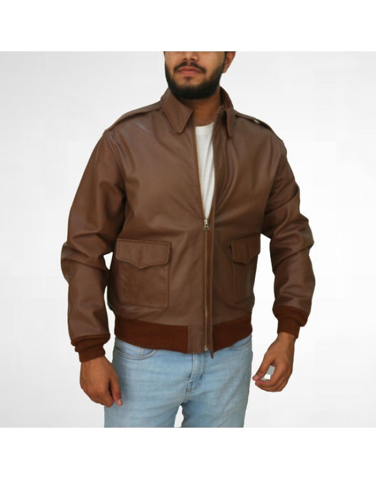 Bomber Flight Brown Real Leather Jacket