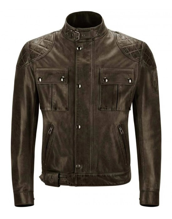 Brooklands Biker Diamond Quilted Leather Jacket