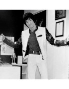 Bruce Lee Navy and White Leather Jacket