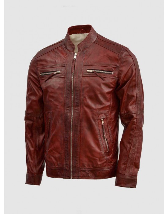 Burgundy Waxed Leather Jacket