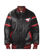 Calgary Stampeders Striped Varsity Leather Jacket