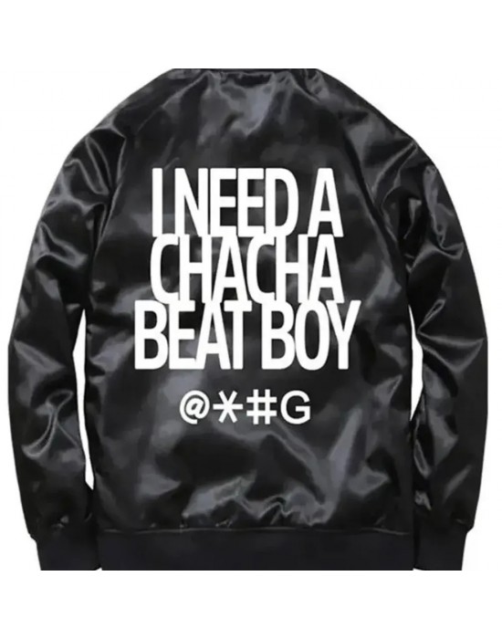 Cha Cha Beat Boy Black Satin Bomber Trendy Jacket