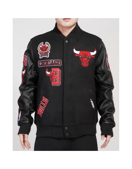 Chicago Bulls Animal Patches Varsity Jacket