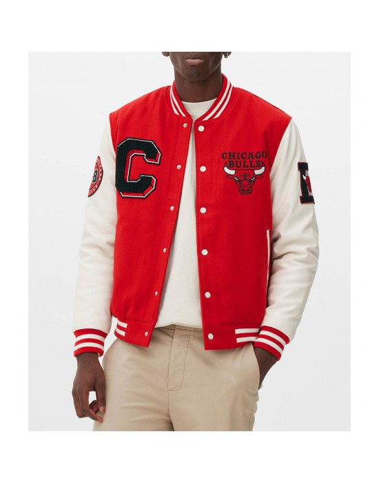 Chicago Bulls Varsity Red and Off White Jacket