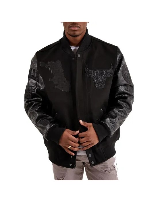 Classic Chicago Bulls Black Varsity Jacket