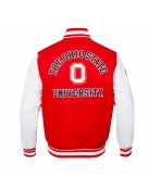 Classic Ohio State University Red and White Wool Varsity Jacket