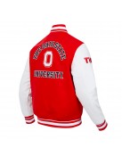 Classic Ohio State University Red and White Wool Varsity Jacket