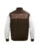 Cleveland Browns Classic Brown and White Wool Varsity Jacket