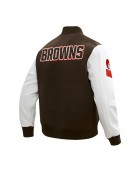 Cleveland Browns Classic Brown and White Wool Varsity Jacket