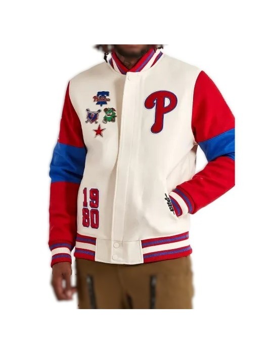 Cream Pro Standard Philadelphia Phillies Varsity Jacket