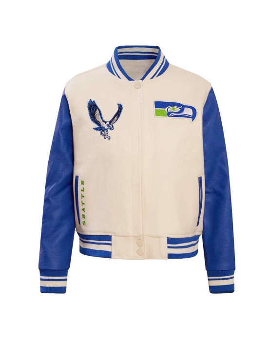 Cream Seattle Seahawks Retro Classic Full-Zip Varsity Jacket