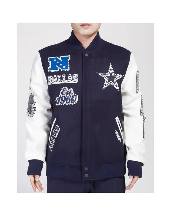 Dallas Cowboys Animal Patches Navy Varsity Jacket