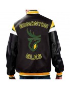 Edmonton Elks Black Varsity Full-Zip Leather Jacket