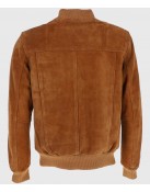 Ethan Mens Tan Bomber Suede Leather Jacket