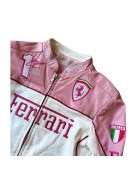 Ferrari Pink and White Leather Jacket