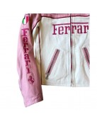 Ferrari Pink and White Leather Jacket