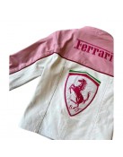 Ferrari Pink and White Leather Jacket