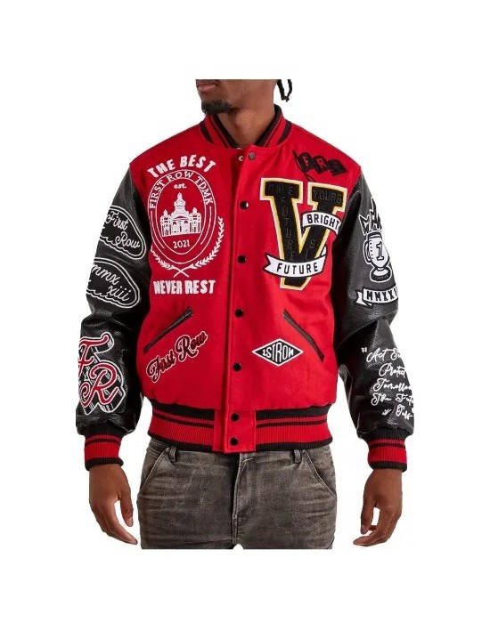 First Row The Best Never Rest Red Varsity Jacket