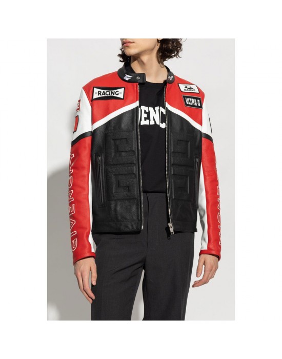 Givenchy Racing Red and Black Leather Jacket