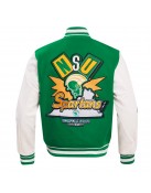 Green and White Norfolk State University Classic Rib Varsity Jacket