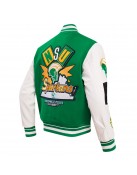 Green and White Norfolk State University Classic Rib Varsity Jacket