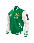 Green and White Norfolk State University Classic Rib Varsity Jacket