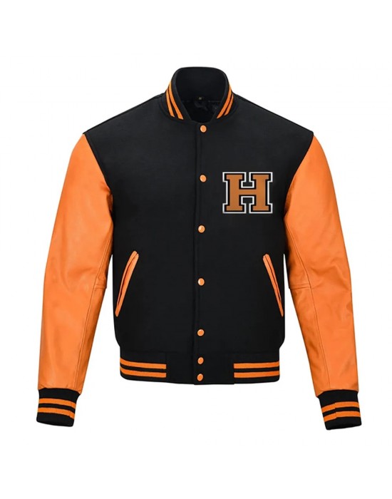 Halloween Pumpkin Black and Orange Varsity Jacket