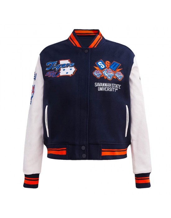 Homecoming Savannah State University Navy Varsity Jacket