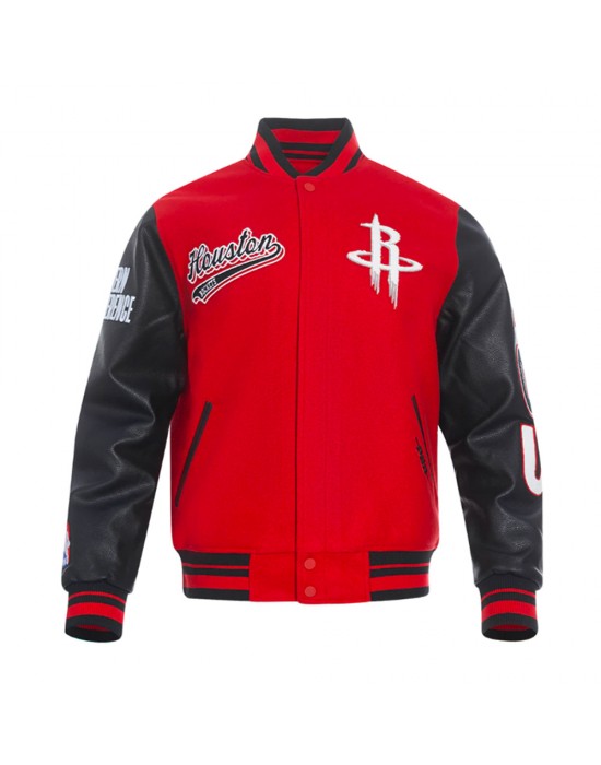 Houston Rockets Script Tail Classic Rib Varsity Jacket