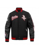 Houston Rockets Script Tail Classic Rib Varsity Jacket