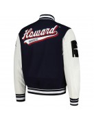 Howard Bison Script Navy and White Varsity Jacket