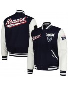 Howard Bison Script Navy and White Varsity Jacket