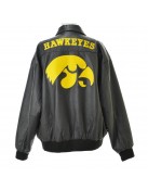 Iowa Hawkeyes Black Bomber Leather Jacket