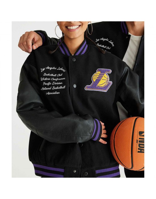 LA Lakers Basketball Black Varsity Jacket