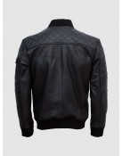 Lavoro Black Bomber Leather Jacket for Work Wear