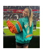 Leather Alix Earle Miami Dolphins Leather Jacket