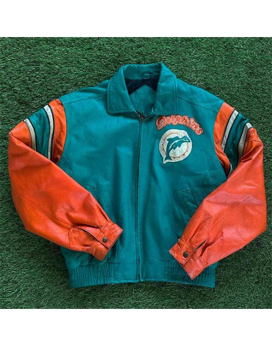 Leather Alix Earle Miami Dolphins Leather Jacket