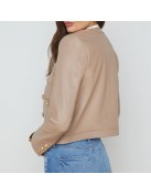 Leather Cropped Women’s Jayde Collarless  Jacket