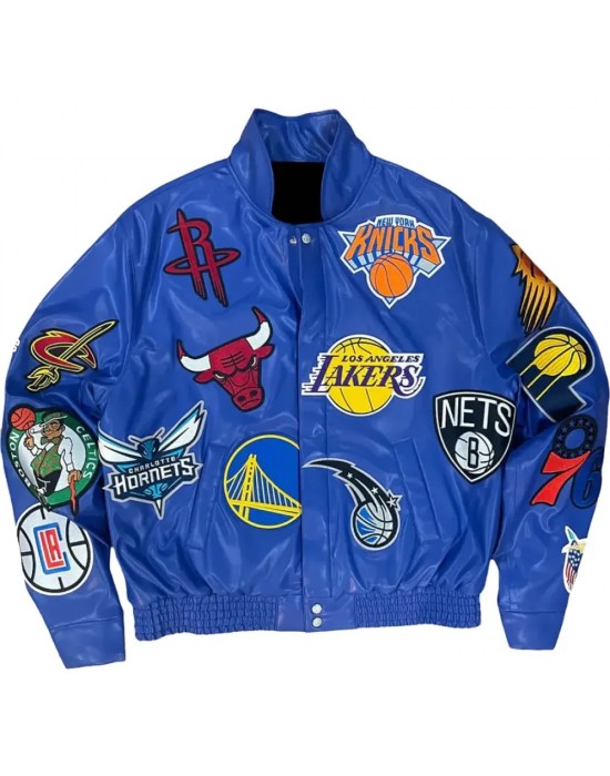 Leather NBA Team Collage Jeff Hamilton Blue Jacket