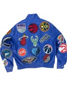 Leather NBA Team Collage Jeff Hamilton Blue Jacket