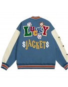 Lucky Blue Wool Varsity Jacket