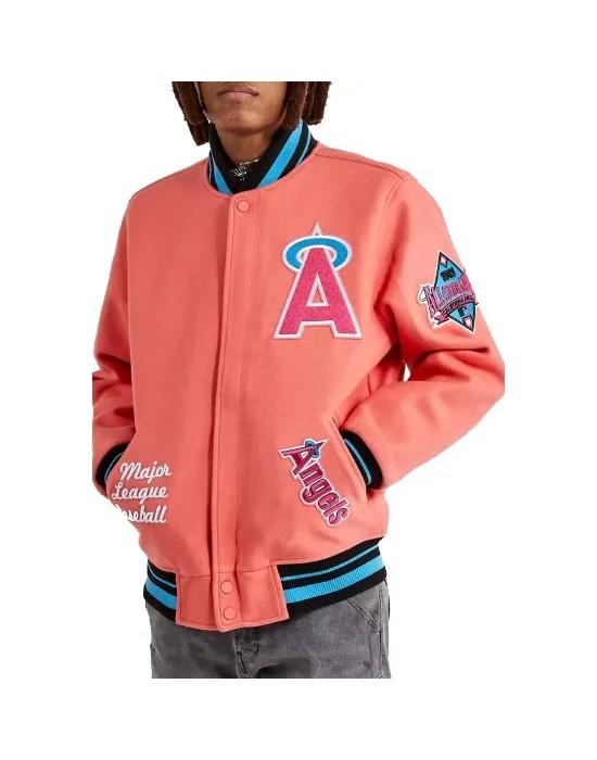 Mash Up Angels Peach Varsity Wool Jacket