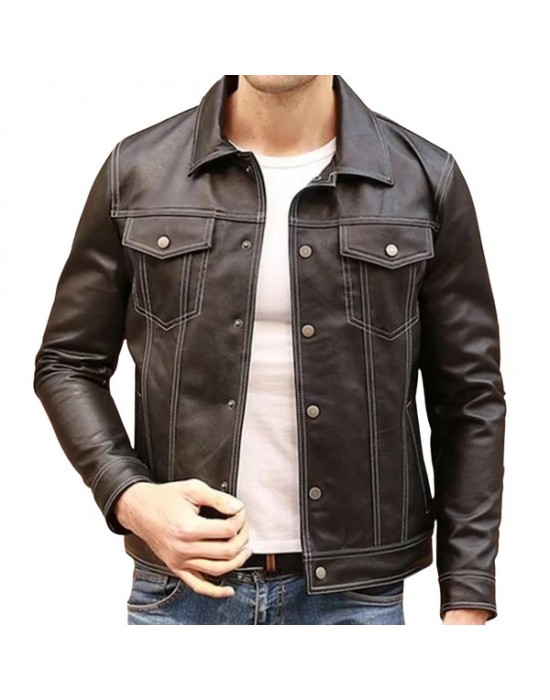 Men's Brown Leather Shirt