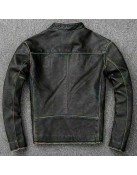 Men's Faded Black Leather Motorcycle Jacket