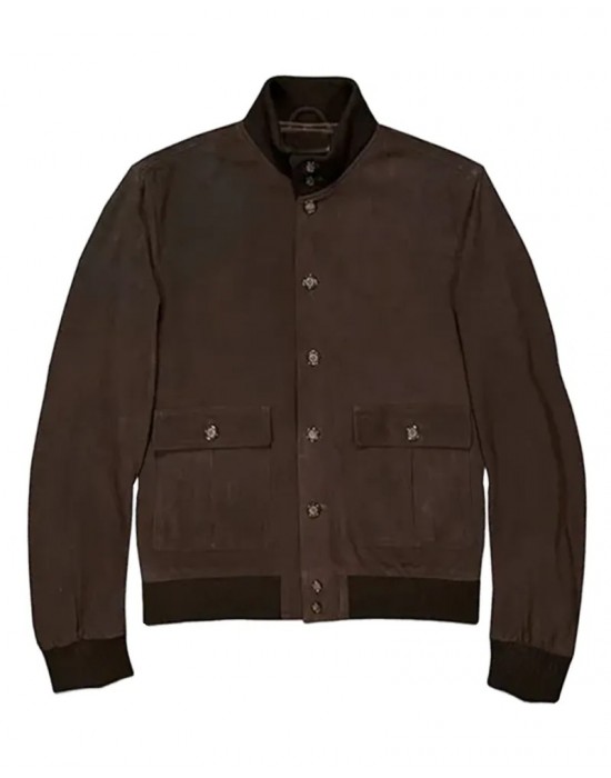 Men Brown Suede Leather Jacket