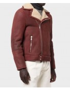 Men’s Aviator Burgundy Leather Jacket