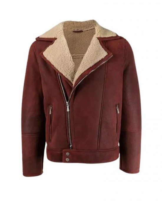 Men’s Aviator Burgundy Leather Jacket